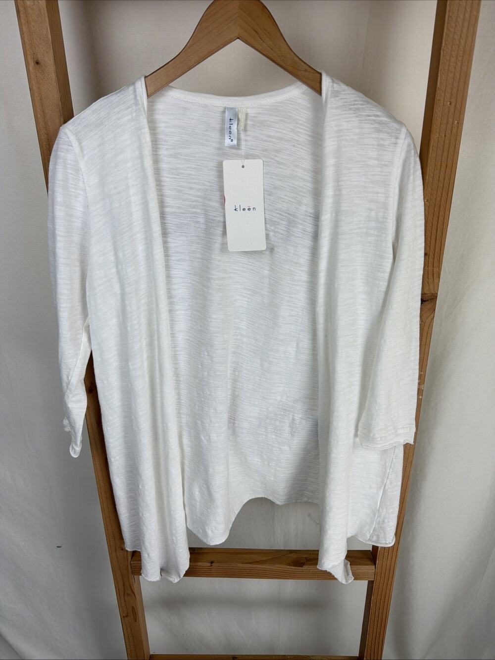 NWT Kleen White 3/4 Sleeves Cotton Cardigan Jacket XS #0801